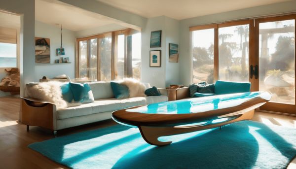 Créez un espace unique avec une table de salon planche de surf